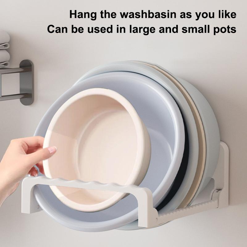 Foldable Wall-Mounted Washbasin Rack Multifunction Punch-Free Kitchen Bathroom Rack Basin Storage Rack Towel Hanging Holder