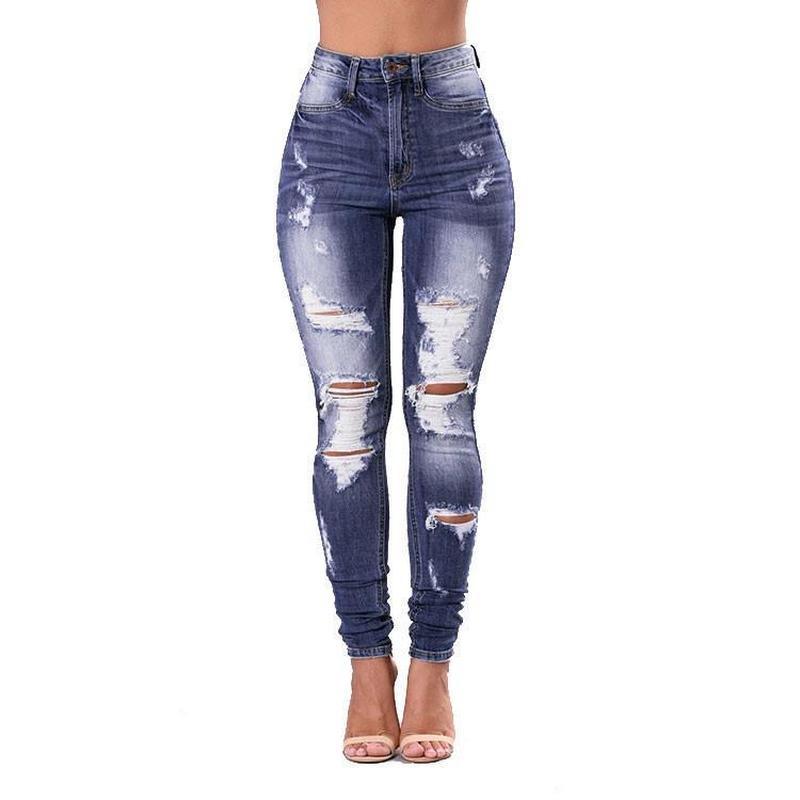 New Style Tattered Leggings Women's Tight Skinny Jeans Fashion Trendy Beggar Pants Women