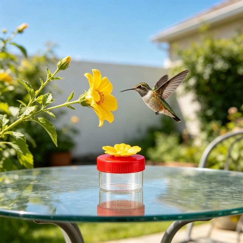 Tree Hanging Bird Water Cup Set of 4 with Clear Flower Cups,Wild Bird Feeders, and Twist Covers for Backyard Garden and Daily Outdoor Use