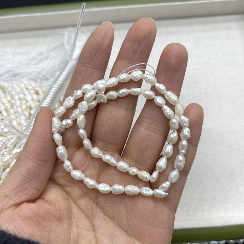 1String, White Natural Freshwater Pearls, Handmade Straight Hole Nugget Pearl Beads for Jewelry Making DIY Crafts (Beads 5-6mm, Length 36cm)