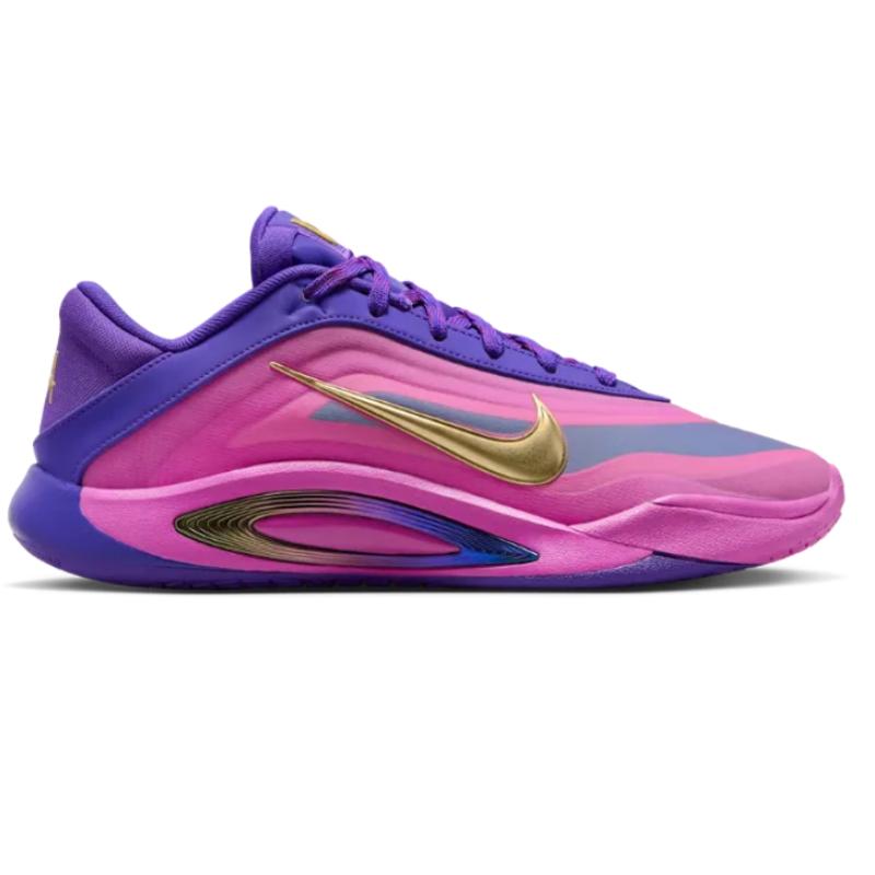 New Nike A'One Abrasion Resistant Low Top Children's Basketball Shoes Fiery Purple Teenagers HF7001-500