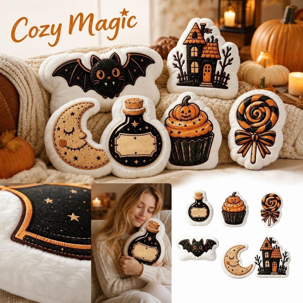 Vintage Halloween Double Sided Print Shaped Throw for Couch Sofa Bed Decoration