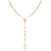 Triple Tone Beaded Rosary Cross Necklace, Stainless Steel Long Chain Crucifix Rosary Chain Y Necklace Women Religious Jewelry