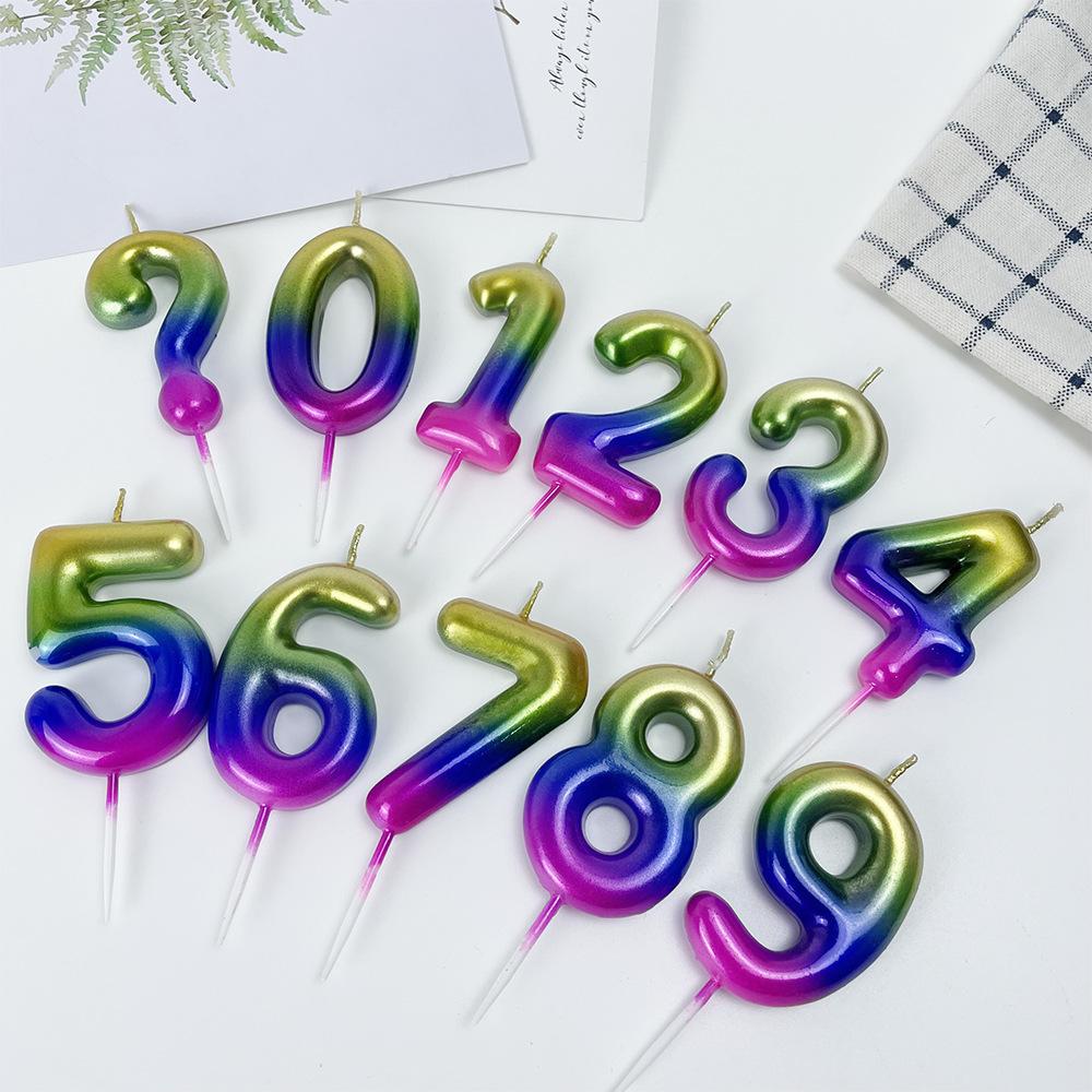 

Golden Digital Candle Birthday Anniversary Party Decoration Birthday Cake with Gradient Color 0-9 Digital Birthday Candle