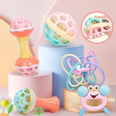 Baby Toys 0 12 Months Rotating Rattle Ball Grasping Activity Baby Development Toy Silicone Teether Baby Sensory Toys For Babies