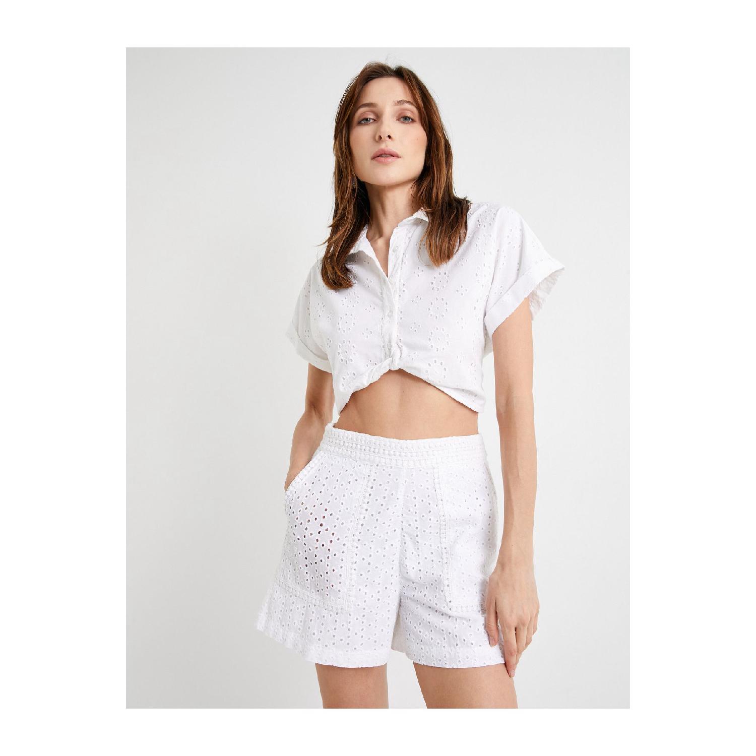 

Normal Waist With Scallop Mini Shorts Lined Pockets 34 білий
