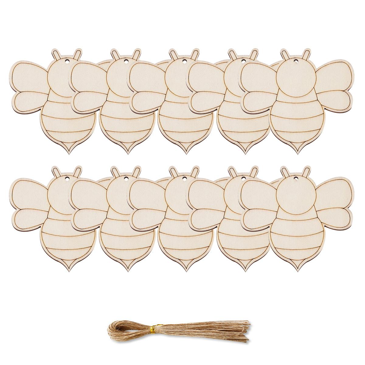 

10 шт. Деревянное подвесное украшение в виде пчелы, сделай сам, картина, деревянные поделки для детей, украшение стола на день рождения в стиле пчелы, сделай сам, поделки