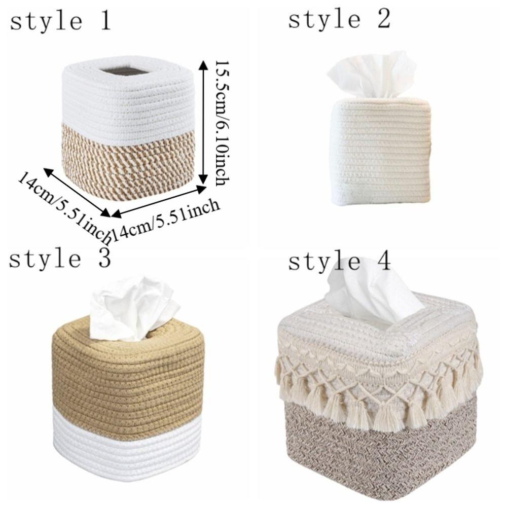Hand-woven Minimalist Tissue Box Rustic Napkin Storage Box Storage Rack Woven Tissue Box  Vanity