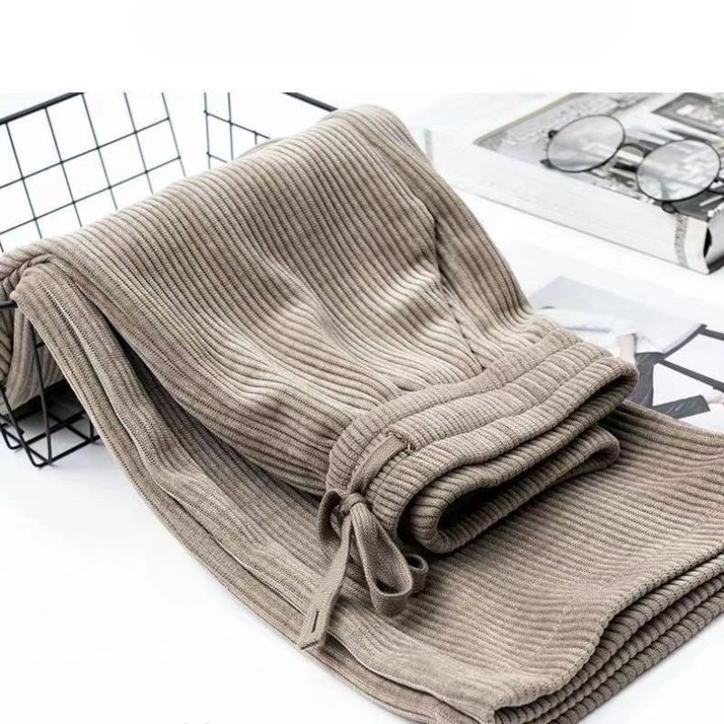 Frühling Herbst Hohe Taille Gerade Lose Cord Hosen Frauen Mode Feste Beiläufige Breite Bein Hosen Frauen Elegante Vintage Einfache frauen hosen 25694