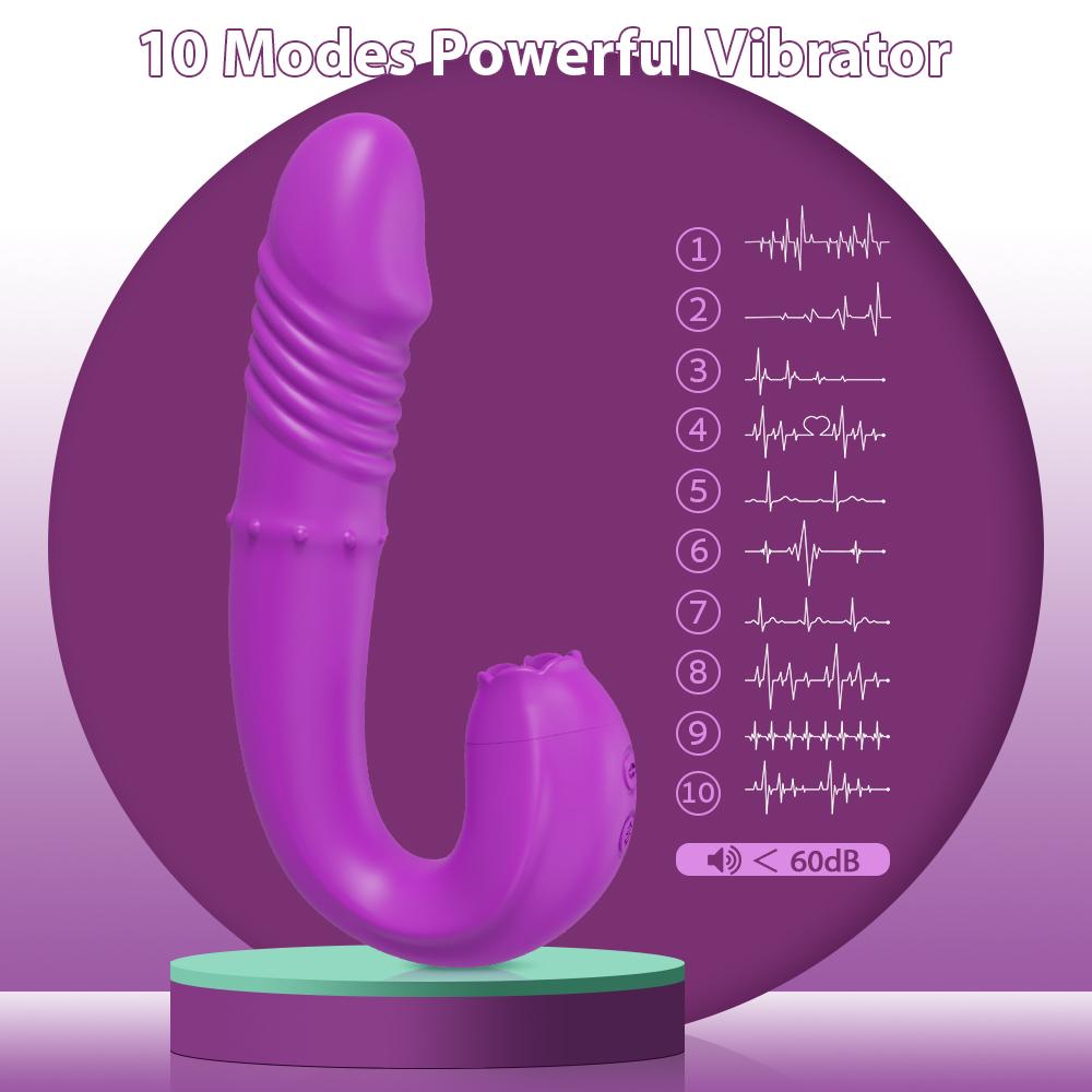 Powerful Thrusting Vibrator Female With Tongue Licking Clitoris Stimulator G Spot Dildo Massager Adult Goods Sex Toys For Women