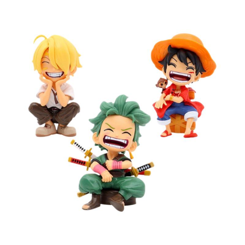 Trendy One Piece Q Version Sitting Luffy & Zoro Anime Figurine - Perfect Birthday Gift