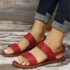 Flat-soled sandals women's 2025 summer new round head one-word buckle for casual wear large size sandals brown