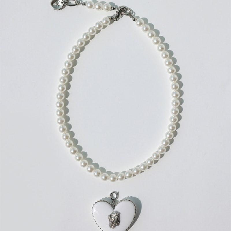 VERRYTASTE Heart Pendant Pearl Necklace - White
