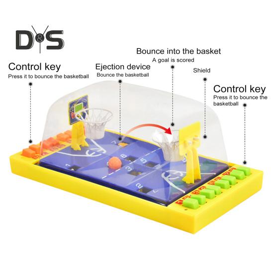 Jeu de société de basket-ball pour 2 joueurs, jouet éducatif interactif de lancement de basket-ball à poussée des doigts, mini terrain de basket-ball, jeu de tir de basket-ball en salle