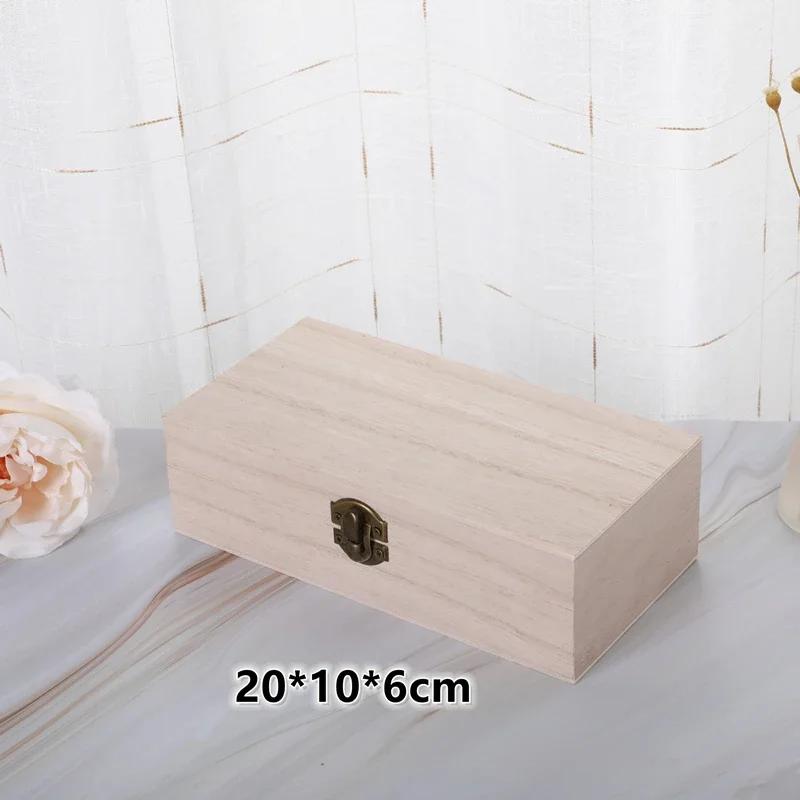Retro Wooden Storage Box Rectangular Wood Hinged Box Container for Jewelry Keepsakes Multi-Purpose Desktop Storage Organizer