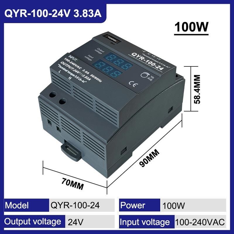 60W 100W 150W DIN Rail Switching Power Supply with Industrial Step Shaped AC-DC 12V 24V Digital Display for LED Light Strip