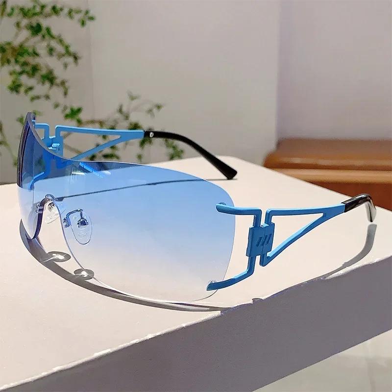 Modny Trend Okulary Ochronne Okulary Bezpieczeństwa Bezramkowe Cięte Krawędzie Zintegrowane Okulary Przeciwsłoneczne Ochrona UV Osłony Przeciwsłoneczne