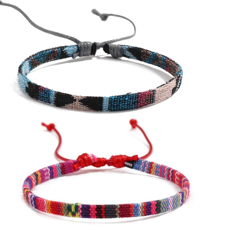 12Pieces Multicolor Bohemian Bracelet Collection Soft Fabric Artistic Wristband Jewelry For Stylish Individuals