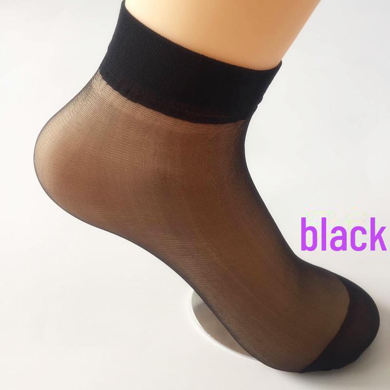 

Летние женские носки с ворсом из кристального шелка с защитой от зацепов: Воздухопроницаемость и невидимость для комфортной посадки. One Size чёрный