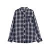 Korean Navy Plaid Long Sleeve Cardigan