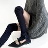 Japanese Ballet Styles Thigh High Leg Warmer Ribbed Knitted Split Buttons Over Knee Footless Socks for Fashionable Women