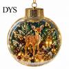 Christmas Party Hanging Trinkets 3D Faux Crystal Ball Ornaments with Warm LED Holiday Character Figurines Lights, Luminous Tree Pendant for Home Decor