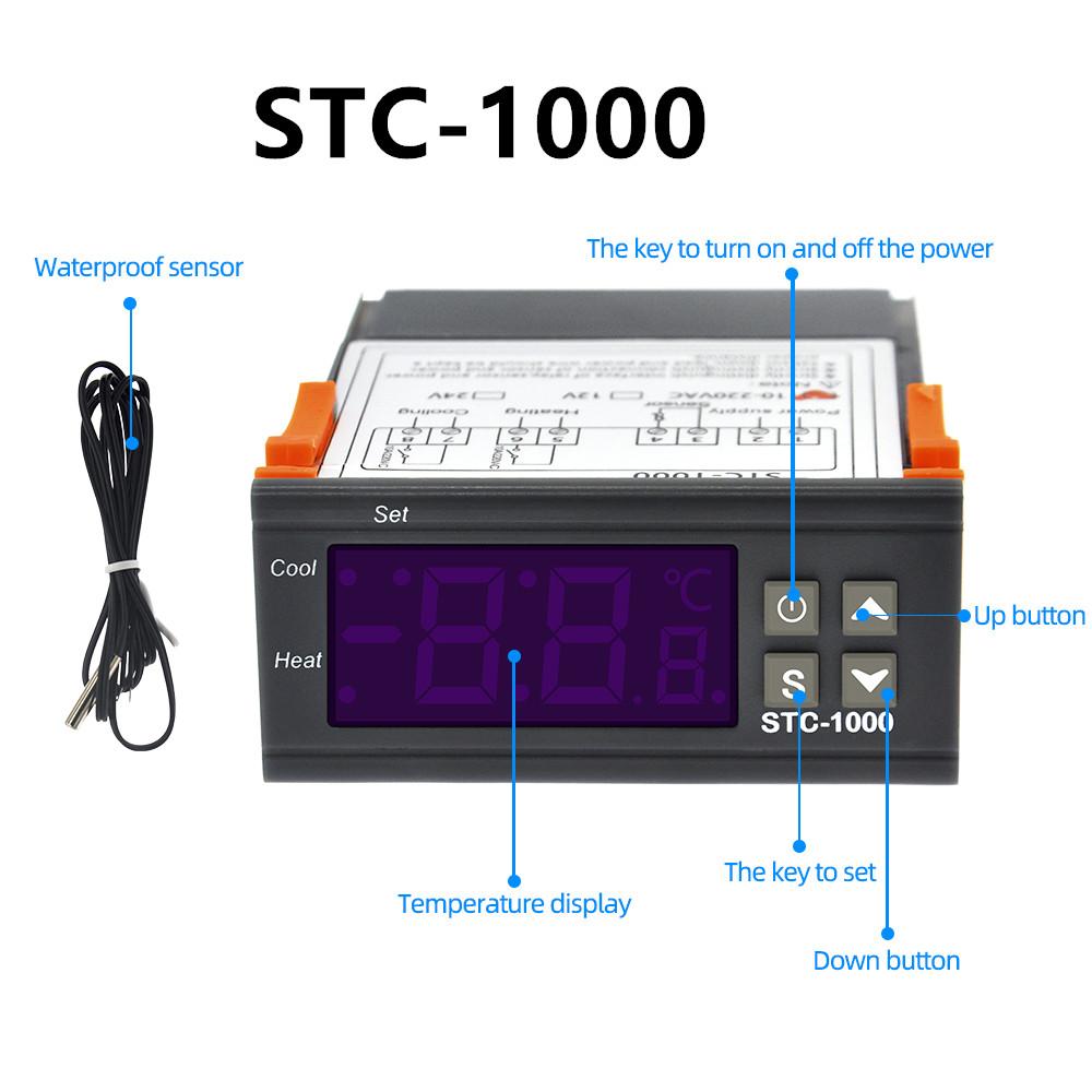 STC-1000 STC-3000 3008 3028 Digital Temperature Controller STC-8080A+ STC-9100 Thermoregulator 220V Heating Cooling Thermostat