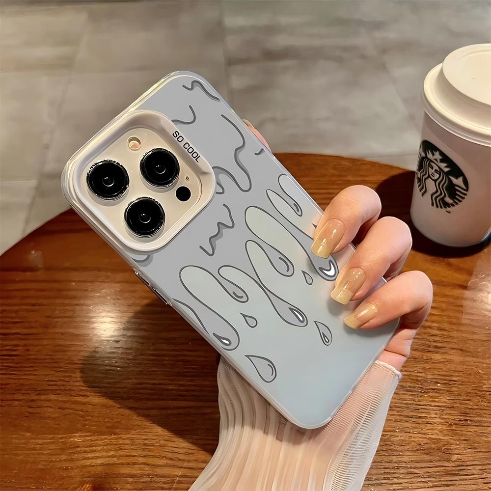 Trendige Handyhülle mit Wassertropfenmuster für iPhone 17E Air 17 16e 16 14 Pro Max 13 12 11 15 Plus Schutzhülle mit harter Rückseite Ins Cover