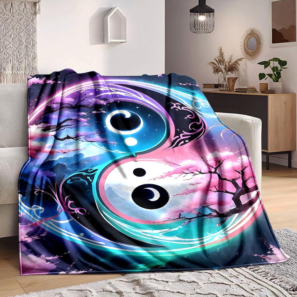 1PC Yin Yang Symbol Blanket - Soft Warm All-Season Throw for Sofa, Bed, Car, Office, Throw For Sofa yy250916127 75x90cm