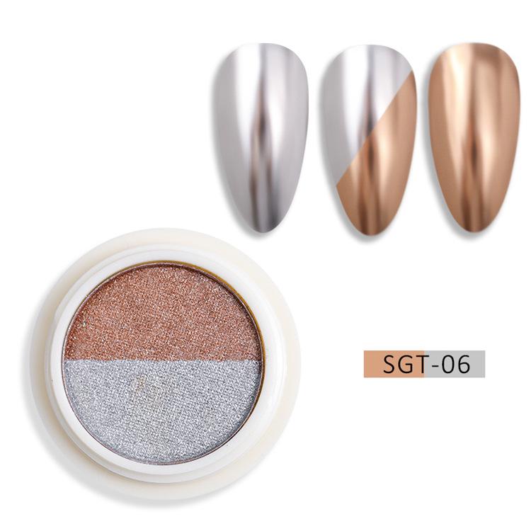 Nail Art Two-Color Solid Powder: Gold & Silver Super Shiny Titanium Glow