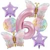 7 Pcs Pink Butterfly Balloon Set Shower Anniversary Decoration Foil Number Balloon 32 Inch Birthday Party Wedding Balloons Gift