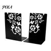 Large Capacity Book Holder 2PCS Metal Bookends, L-Shaped Reinforced Support Holder, with Non-Slip Cave Design Bookend Pads, Hollow Floral for