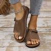 Women's New Plus Size Flat Ankle-Wrap Sandals Buckle Casual Style