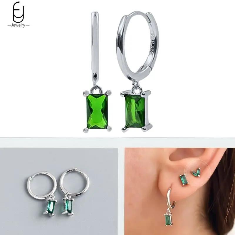 925 Silbernadel Grüne Zirkon Gold Ohrringe Herz Creolen für Damen Zarte Steckerohrringe Luxuriöser Schmuck Geschenke