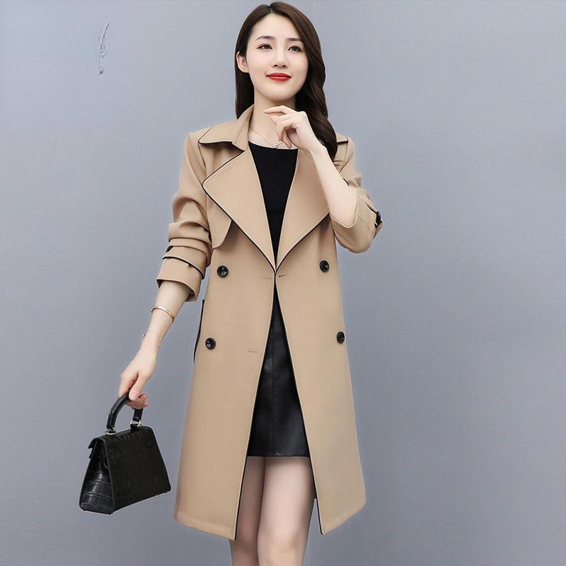 High-End Women Mid-Length Trench Coat New Spring Autumn Double-Breasted Slim Elegant All-Match Outerwear For Petite Ladies