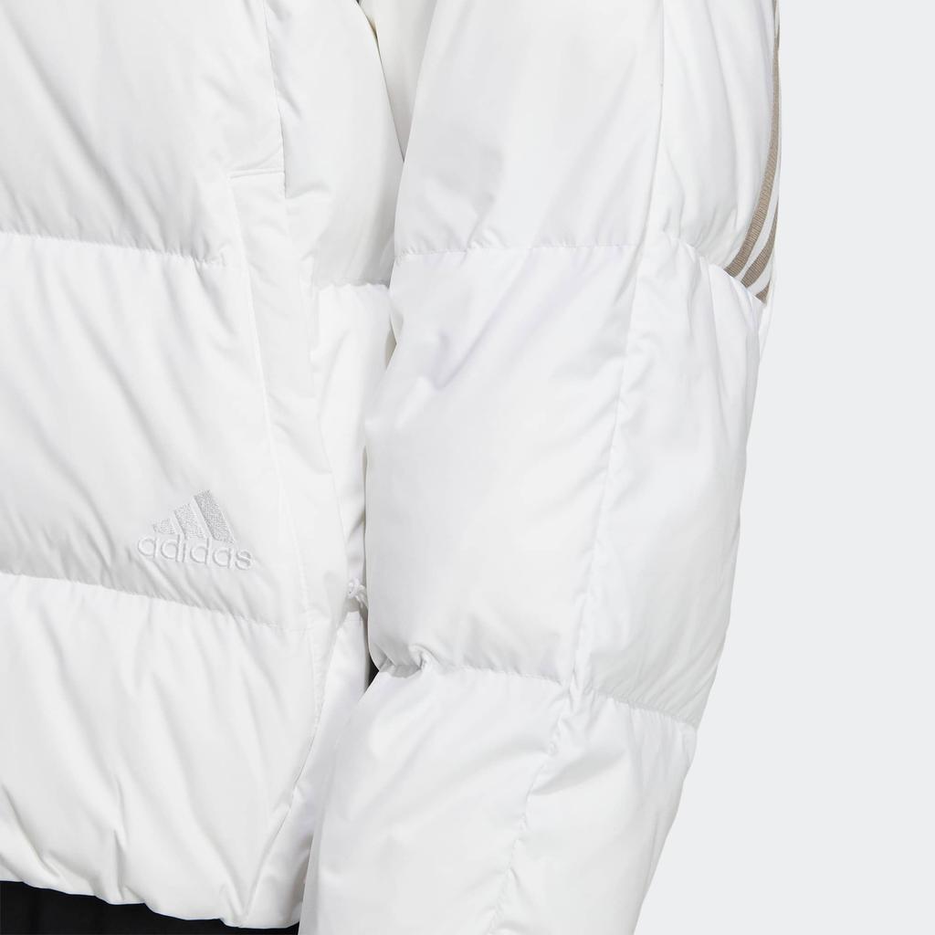 Adidas Striped Zip-Up Collar Down Jacket Women Outerwear White HR5230
