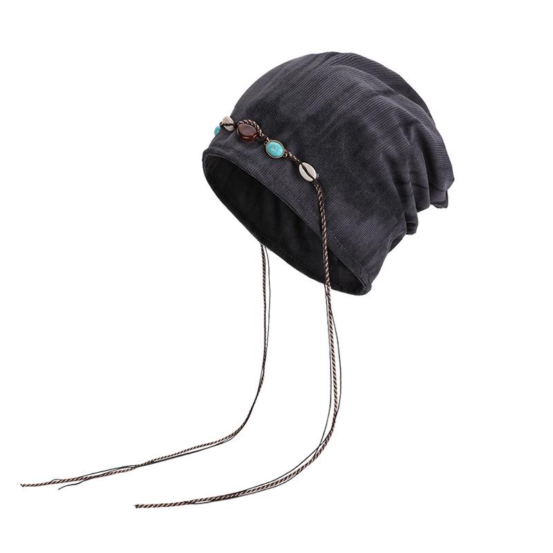 

Женская ретро бини с бусинами - Универсальная, стильная и теплая темно-серого