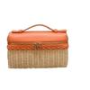 New Woven Retro Rattan Woven Leather, Lunch Box Bag, Picnic Bag, Shoulder Portable Messenger Bag, Cosmetic Bag.