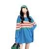 Ice Silk Striped T Shirt For Women With Loose Fit And Summer Style