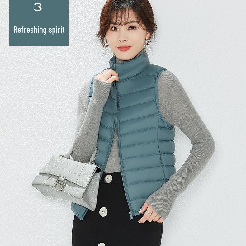 Youjia Dámská lehká vesta s 90% prachovým peřím z bílé kachny - Bez rukávů, hřejivá a stylová pro podzim a zimu