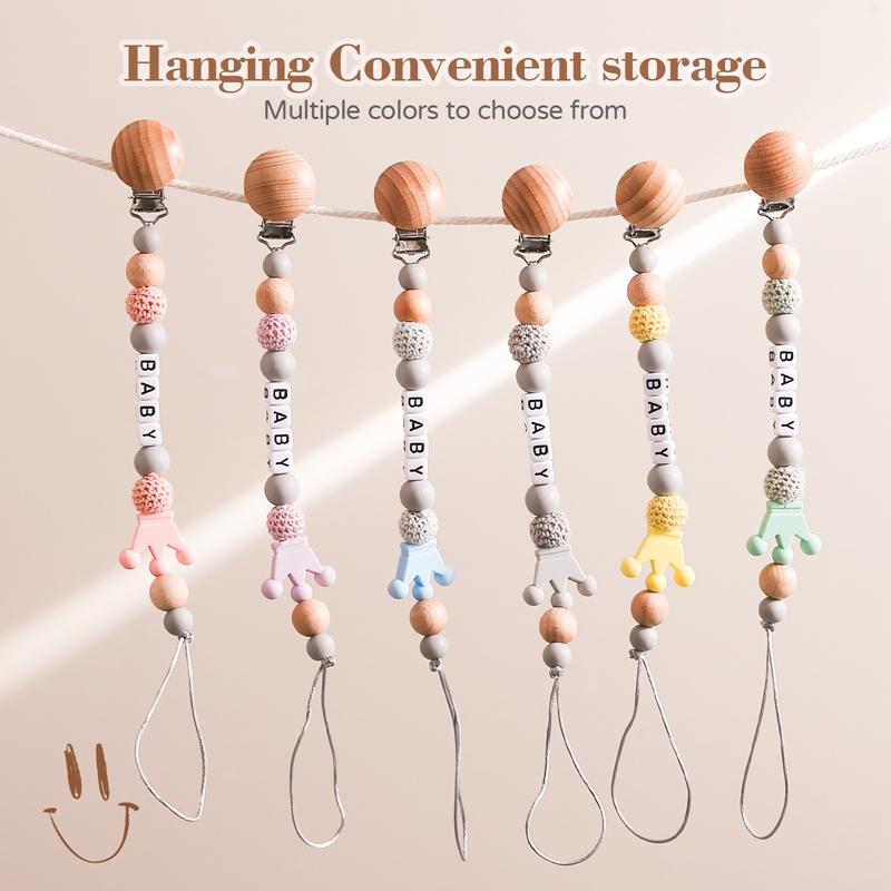 Personalized Name Baby Pacifier Clips Chains Teethers Dummy Nipple Holder Silicone Crown Clip Newborn Teething Toys Accessories