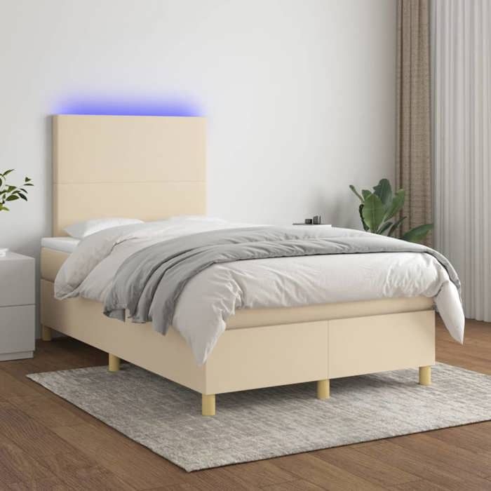 VidaXL Slat Bed Base with Mattress and LEDs, Upholstered Bed, Double Bed, Adult Bedroom Interior Bed, 3135266