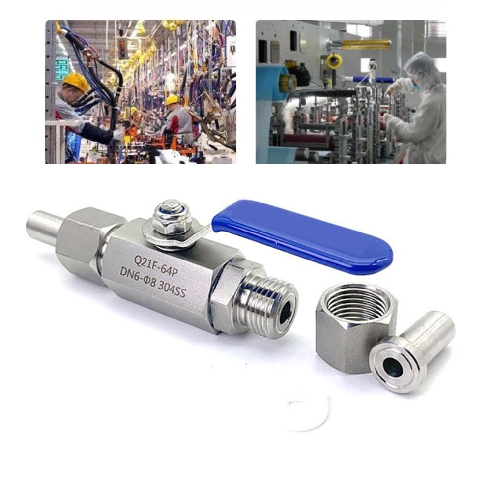 304 Stainless Steel Valve Connector Pipeline Connector DN6- 12mm Stainless Ball Valve 0-120 C Easy Installation