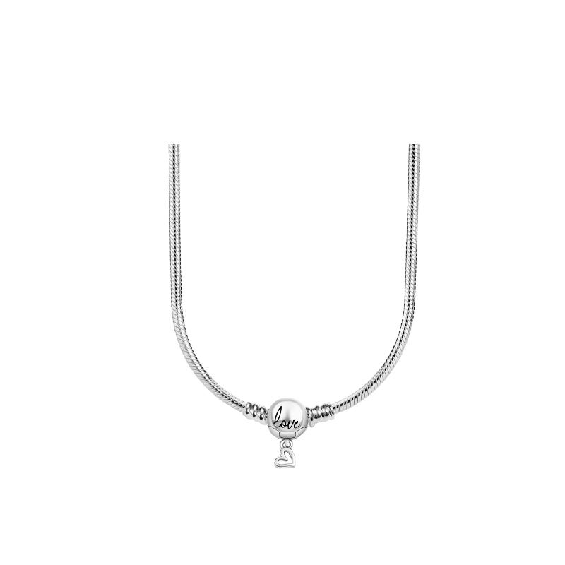 Fine 45Cm Copper Plated Snake Chain Necklace Heart Pendant Suitable For Original Bead Charm Diy Jewelry Gifts