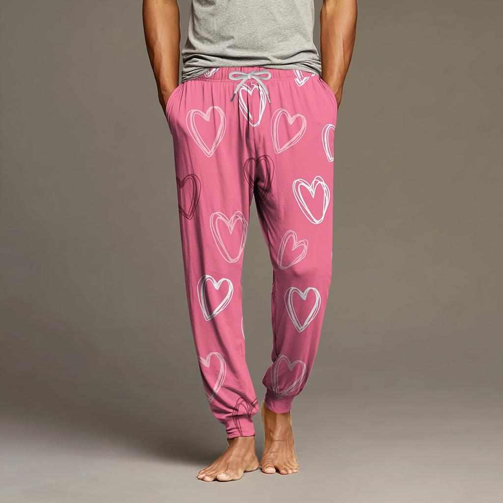 Herren Kordelzug Tasche Bündchen Freizeithose Zuhause Schlafhose