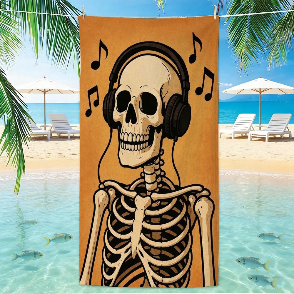 Skull Beach Towel Microfiber for Gym Travel Fitness Spa Women Girl Quick Dry Sandless Large Towels Bathroom Beach Towel