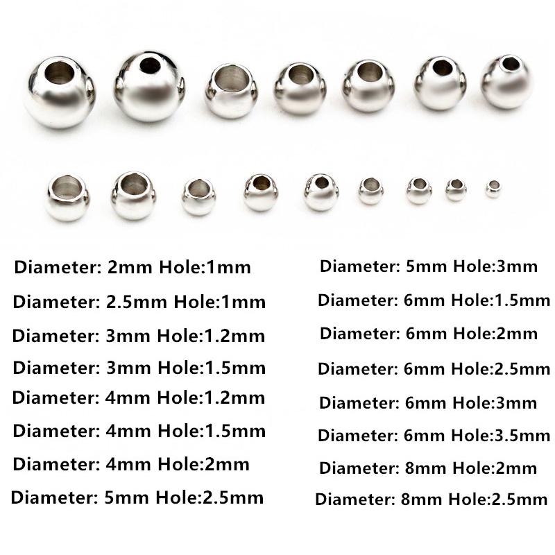 30-100pcs 2-8mm Stainless Steel Gold Color Spacer Beads Charm Loose Bead DIY Bracelets Necklace Beads for Jewelry Making Charms
