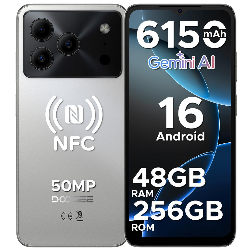 DOOGEE Note56 Plus VIP Edition Android 16 Gemini AI "battery 6150 mAh 48 Go RAM (6 + 42) 256 Go ROM Mobile Phone