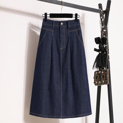 DIMANAF 2025 Plus Size Denim Summer Skirts Women Clothing Blue Fashion A-Line Jeans Skirt Belt Waist