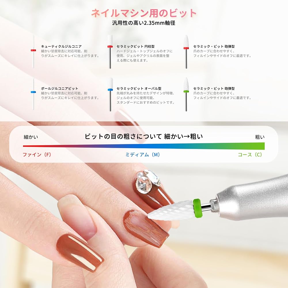 Annhua Ceramic Nail Bits Set 10 Types 2.35mm for Nail Machine Cuticle Care